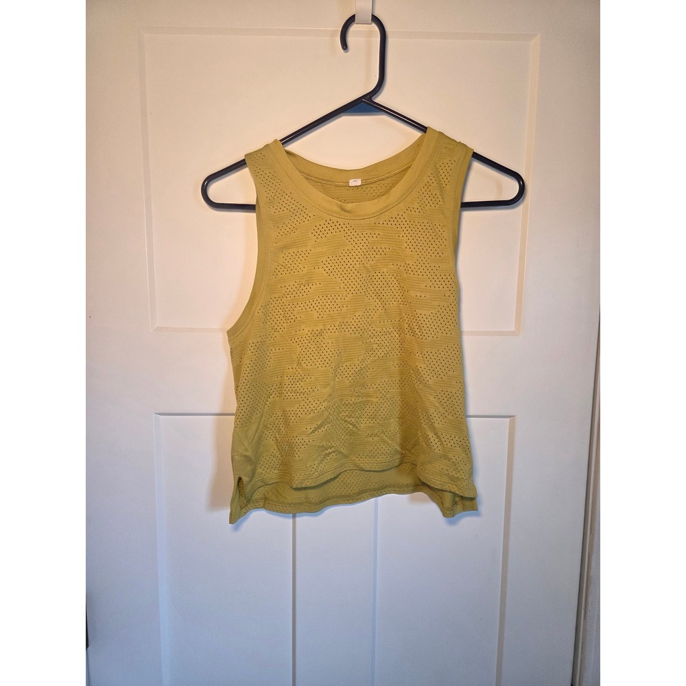 Lululemon Swiftly Tech Muscle Tank Top Yellow Camo‎ Mesh Breathable Workout 86